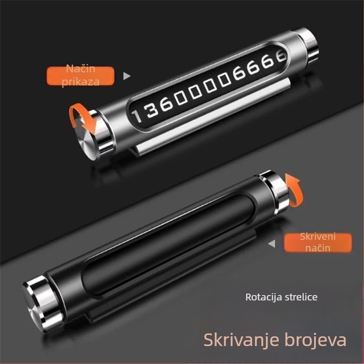 Kartica za privremenu parkiranje s brojem telefona — okretna, skrivena, svijetleća (Model: S-23-2-1; Materijal: plastika; Logo tiskano: Da; Značajke: Okretna, Svijetleća)