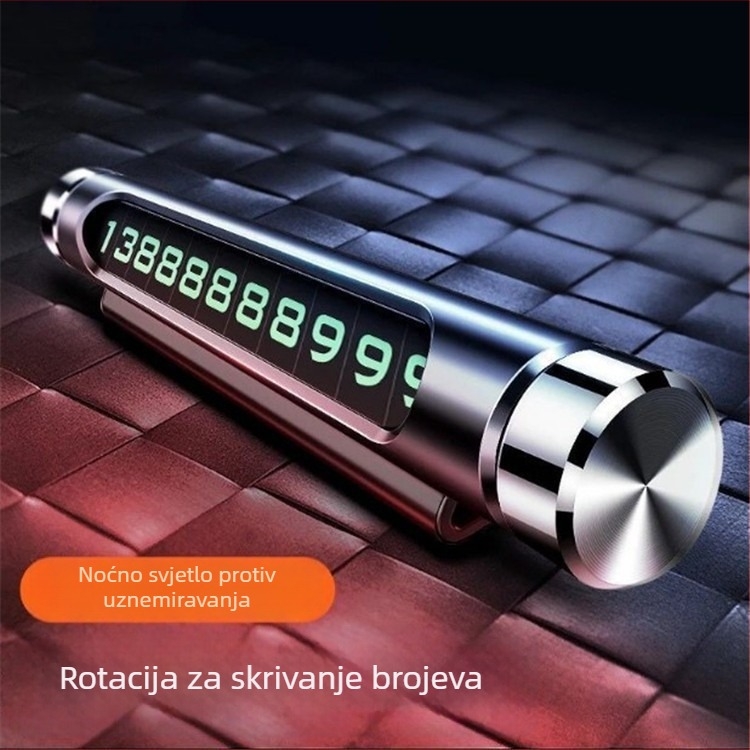 Kartica za privremenu parkiranje s brojem telefona — okretna, skrivena, svijetleća (Model: S-23-2-1; Materijal: plastika; Logo tiskano: Da; Značajke: Okretna, Svijetleća)