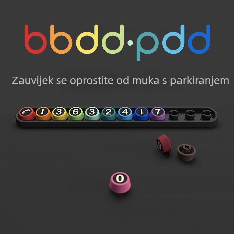 bbdd Originalni dizajn – Osnovna verzija Privremena pločica za parkiranje, plastika, model Pindoudou Basic, moguć ispis logotipa