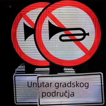Reflektirajući prometni znak – ograničenje brzine, upozoravajući znak, aluminijska ploča za gradilišta i parkirališta
