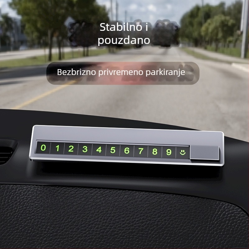 Skriveni metalni znak za parkiranje u automobilu s telefonskim brojem, model TC104, otisak logotipa, licencirana privatna etiketa
