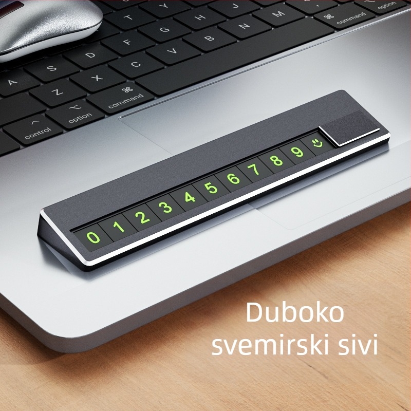 Skriveni metalni znak za parkiranje u automobilu s telefonskim brojem, model TC104, otisak logotipa, licencirana privatna etiketa