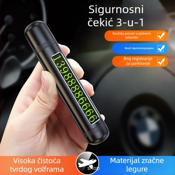 Fusika Auto razbijač prozora i sigurnosni čekić - legura, višenamjenski alat za izlazak iz vozila, 90 g