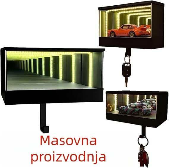 Kljucni lanac za garažu s 3D oglednim LED zaslonom u visećoj kutiji (PLA materijal, 3D proces, moderan minimalistički stil)