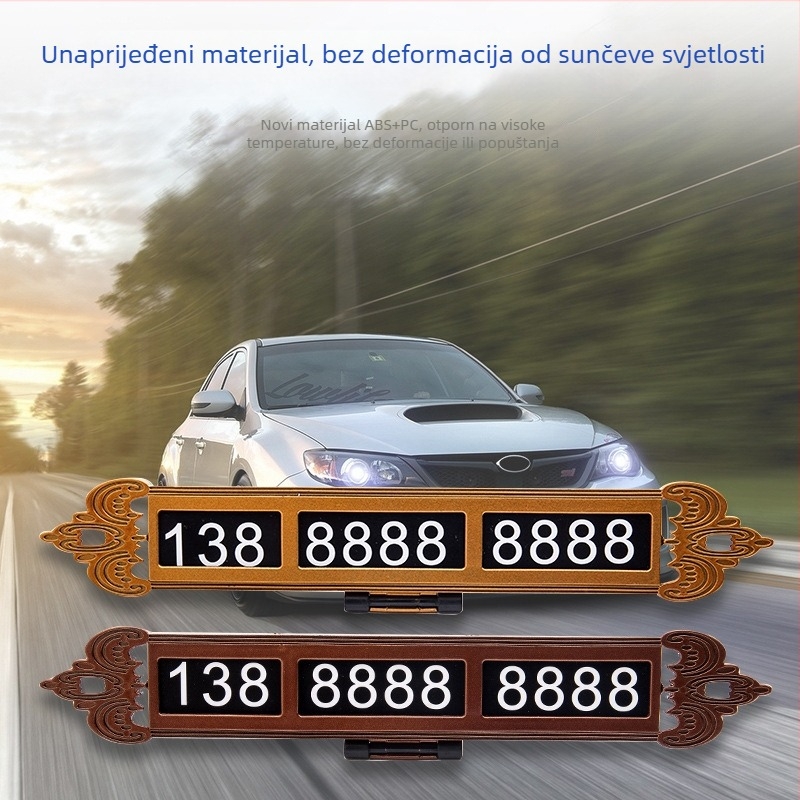 Unutarnja automobilska privremena tablica za parkiranje BY-544, noćno svijetleća plastična tablica, prilagodba dostupna, porijeklo Zhejiang