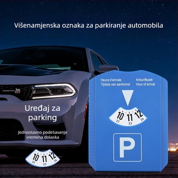 Komplet privremenog automobilskog znaka za parkiranje s lopaticom za snijeg, scraperom za vodu, euro kovanicom, mjeračem dubine gaznoga sloja i mjeračem vremena parkiranja (Model By-1865, ABS, mogućnost ispisa logotipa)