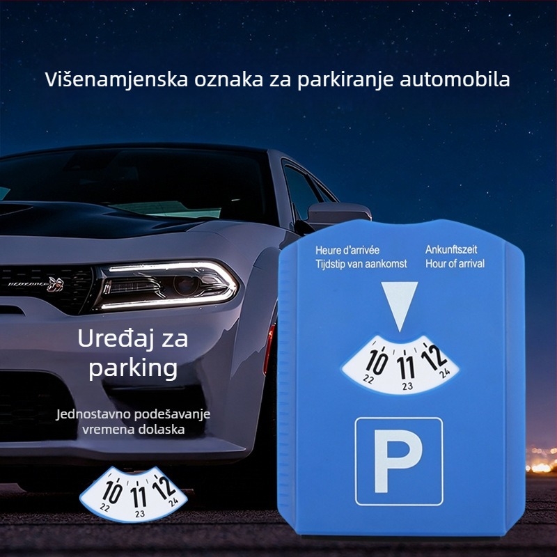 Komplet privremenog automobilskog znaka za parkiranje s lopaticom za snijeg, scraperom za vodu, euro kovanicom, mjeračem dubine gaznoga sloja i mjeračem vremena parkiranja (Model By-1865, ABS, mogućnost ispisa logotipa)
