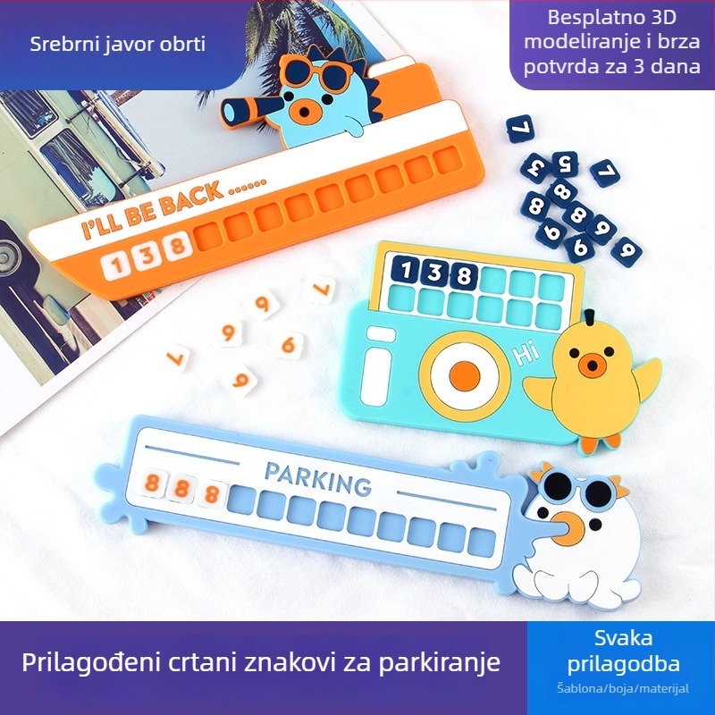 Plošni znak za parkiranje, crtani STOP znak, materijal PVC mekani ljepilo, model YF0822, tisk loga dostupan