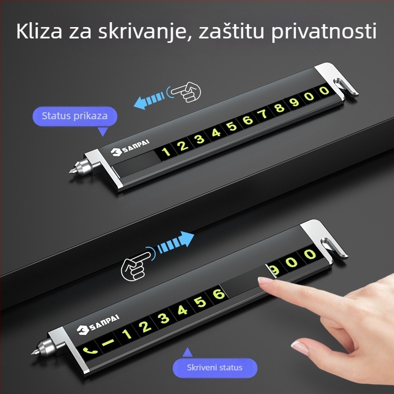 Parkirni znak od aluminijske legure za privremeno premještanje automobila uz telefonski broj, metalni znak za parkiranje, Marka Weys, Model P3, Mogući ispis logotipa