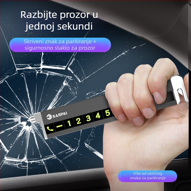 Skriveni sigurnosni čekić od aluminijevog legura s rezačem pojasa, model P3, otisak logotipa, prilagodljivo