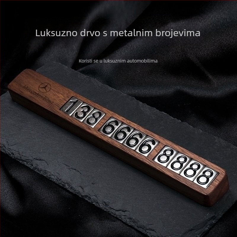 Ukras za automobil od orahovog drveta, pomični broj za privremeno parkiranje
