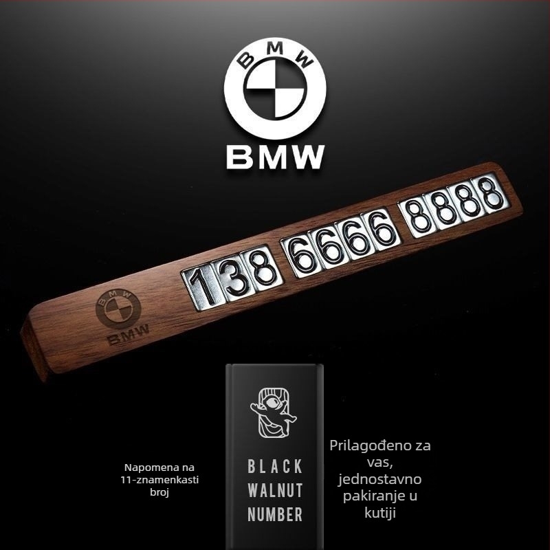 Ukras za automobil od orahovog drveta, pomični broj za privremeno parkiranje