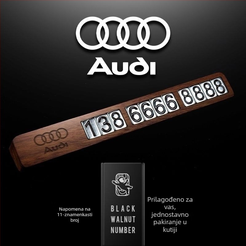Ukras za automobil od orahovog drveta, pomični broj za privremeno parkiranje