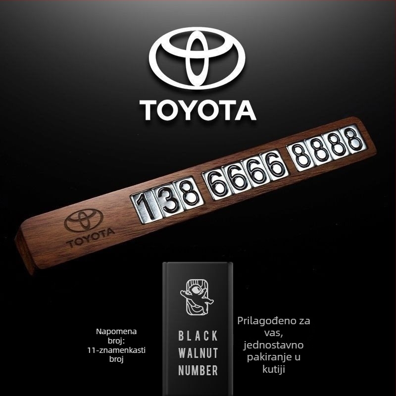 Ukras za automobil od orahovog drveta, pomični broj za privremeno parkiranje