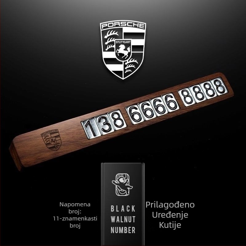 Ukras za automobil od orahovog drveta, pomični broj za privremeno parkiranje