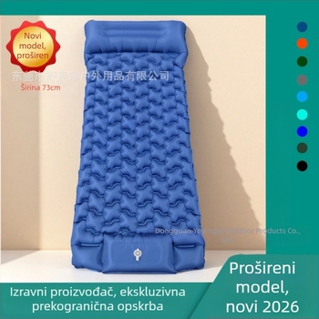 Naduvni kamping madrac s ugrađenom pumpom, površina otporna na vlagu, dvostruka konstrukcija, ručno napuhavanje, nosivost 200 kg, težina 960 g