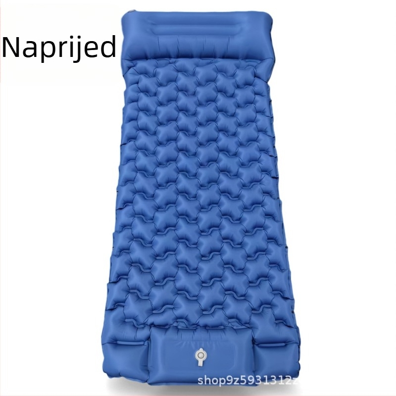 Naduvni kamping madrac s ugrađenom pumpom, površina otporna na vlagu, dvostruka konstrukcija, ručno napuhavanje, nosivost 200 kg, težina 960 g
