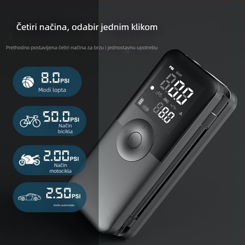 Automobilska pumpa za zrak s jednim cilindrom, bežični izvor napajanja, 5V, protok zraka 25 L/min, više od 20 minuta rada