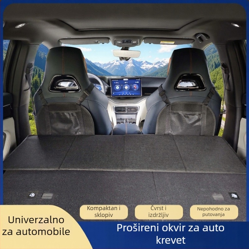 Prošireni automobil kamp ležaj – sklopiva ploča za spavanje za stražnje sjedalo i prtljažnik SUV, prijenosna dvostruka upotreba; Materijal: flocking; Namjena: dvostruka upotreba u automobilu i na otvorenom; Težina: 1,5 kg; Maksimalna nosivost: 5000