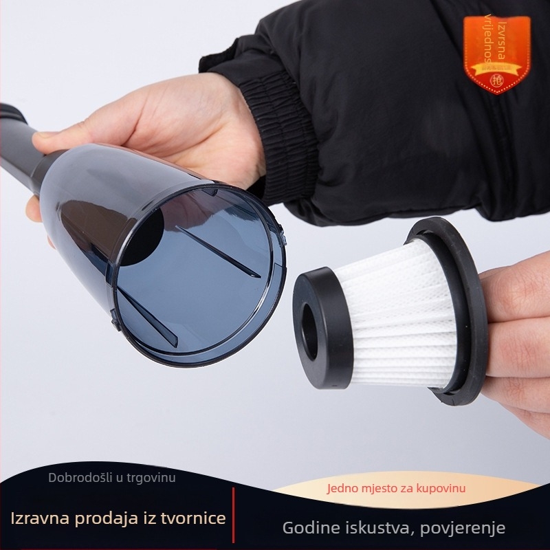 Gust mini usisivač za auto – 16000 Pa usisa, 12V, 120W, bežični punjiv, dvostruka uporaba auto i dom