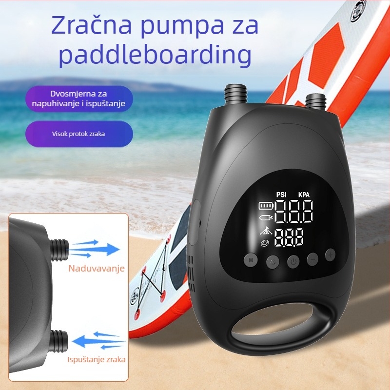 NEWO Bežično napuhavanje pumpa za SUP/Kayak - 160W, 70 L/min, dvostruki cilindar, digitalni zaslon, ugrađena baterija 4x2200mAh (16.8V)