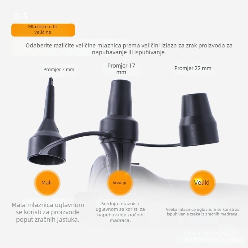 Električna 3-u-1 pumpa za zrak za napuhive madrace i bazene, s konektorom i mlaznicom
