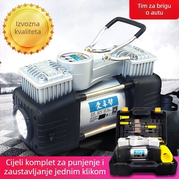 Automobilska pumpa za zrak s dvostrukim cilindrom i digitalnim zaslonom, 12V, 280W, 50 L/min