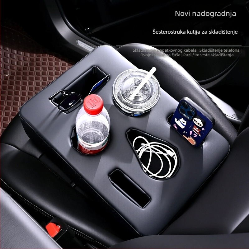 Kutija za pohranu stražnjeg srednjeg naslona automobila — koža, univerzalna kompatibilnost, model Rear Center Cushion 001, prilagodljivo