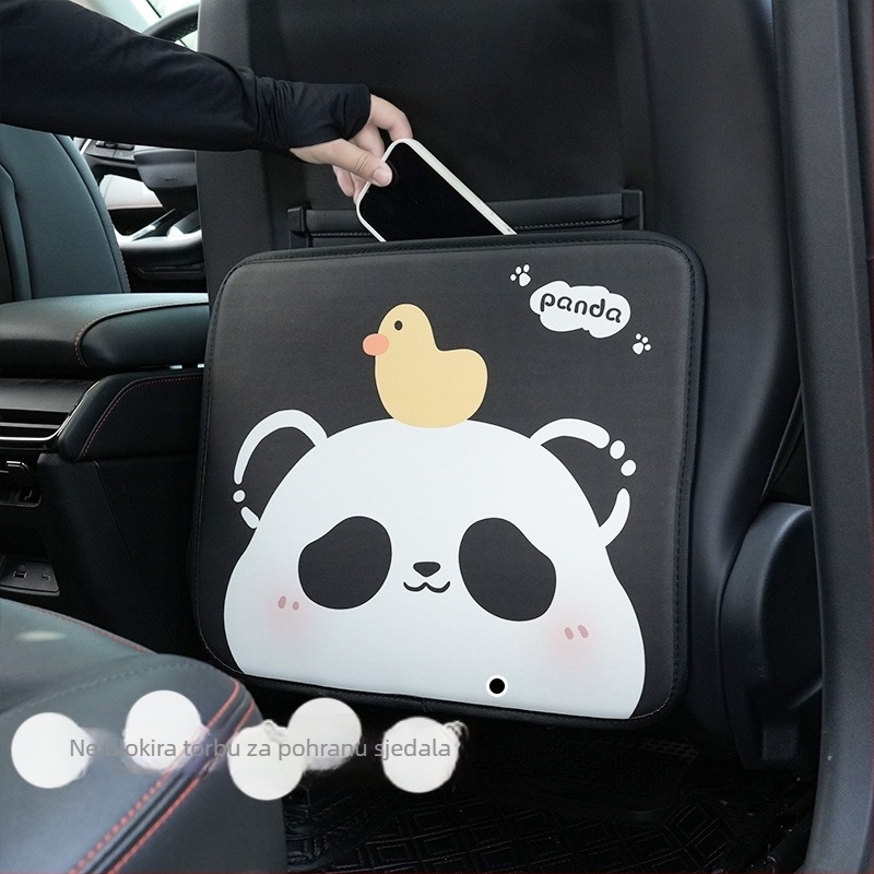 Kožna Panda zaštitna jastučnica za stražnji dio sjedala automobila, pogodna za sve sezone