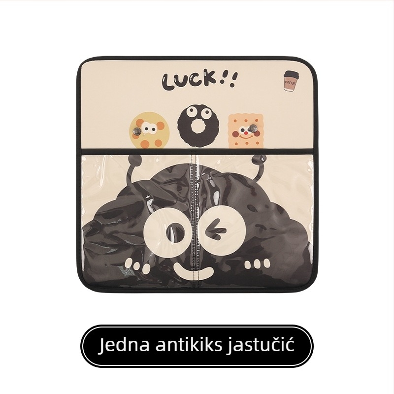 Zaštitna podloga za stražnju stranu automobila s džepom za pohranu, dječji karikaturni uzorak ugljenih briketa, ravnog stila, punjenje od spužve, pogodno za sve sezone