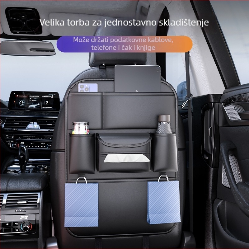 Kožna viseća torbica za stražnji dio sjedala automobila, vodootporna, univerzalna kompatibilnost