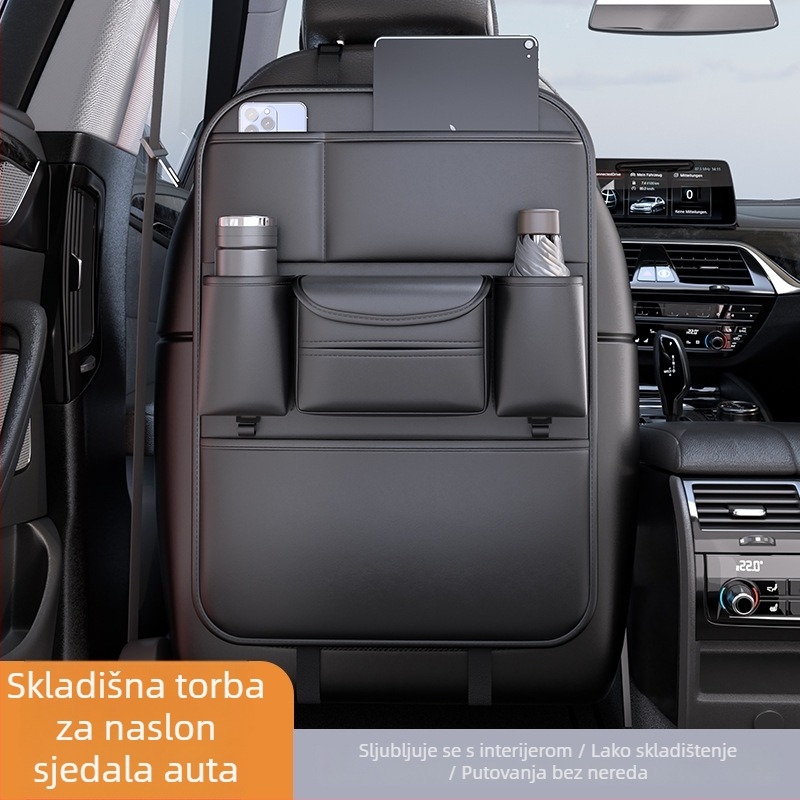 Kožna viseća torbica za stražnji dio sjedala automobila, vodootporna, univerzalna kompatibilnost