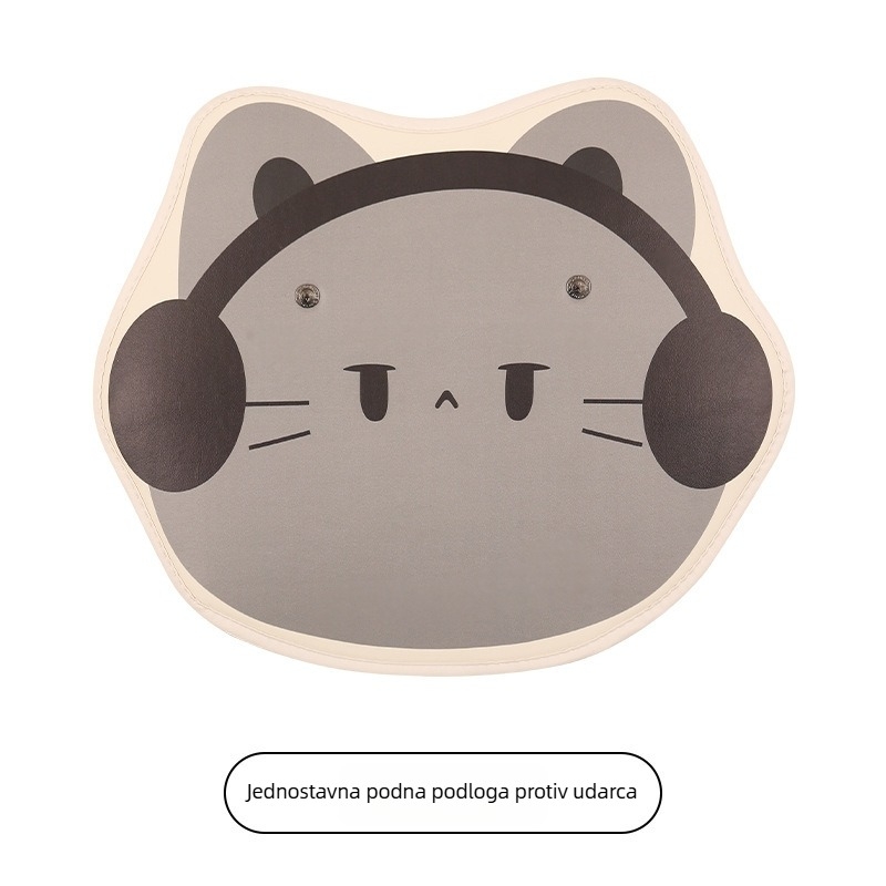 Zaštitnik stražnjeg dijela naslona automobila od PU kože, punjenje od spužve, uzorak mačka sa slušalicama, za sve sezone