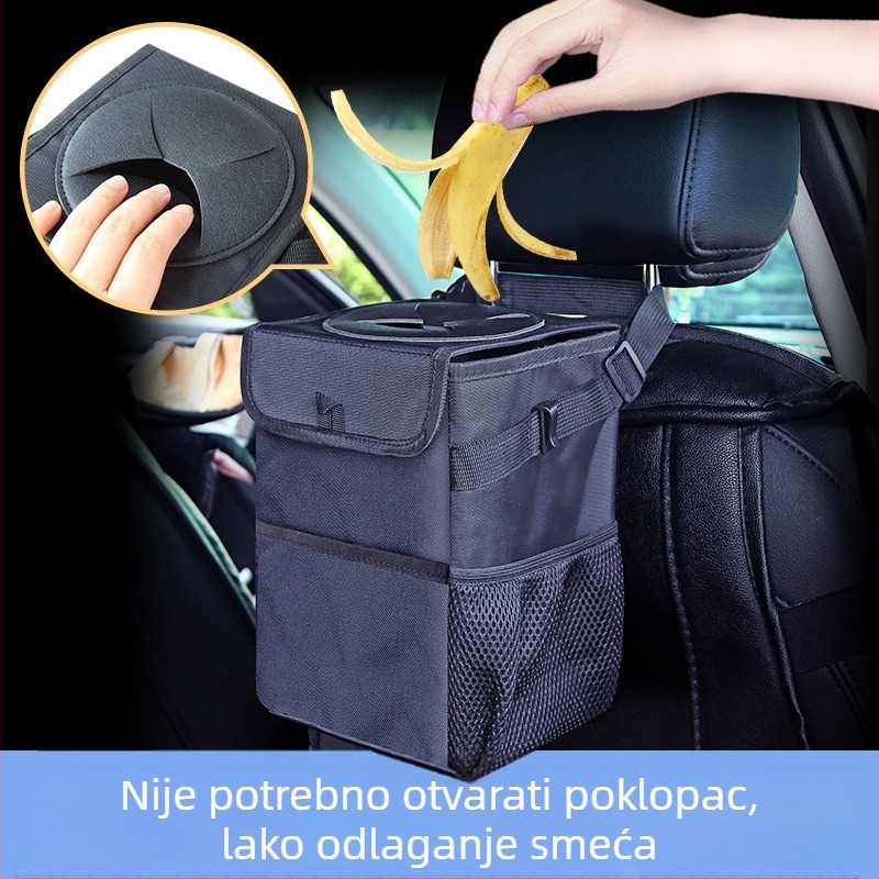 Town Head auto kanta za otpad – sklopiva, vodootporna, višenamjenska, s držačem na stražnjem dijelu naslona sjedala, otisak logotipa