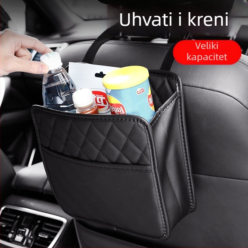 Kožna torba za pohranu za stražnje sjedalo automobila, vodootporni viseći organizator, universalna kompatibilnost, velik kapacitet