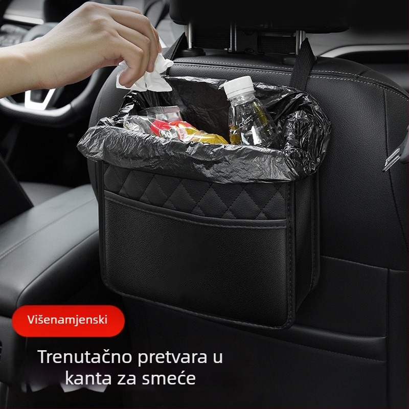 Kožna torba za pohranu za stražnje sjedalo automobila, vodootporni viseći organizator, universalna kompatibilnost, velik kapacitet