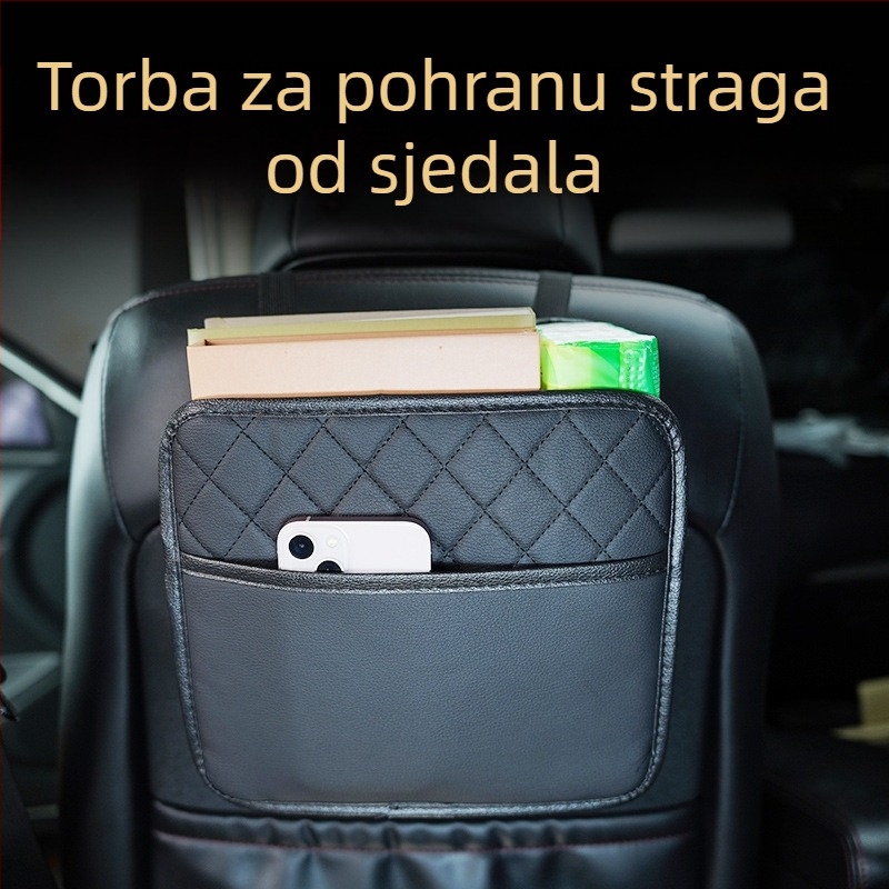 Kožna torba za pohranu iza stražnjeg sjedala, visići organizator automobila, s ručkom i tiskom logotipa