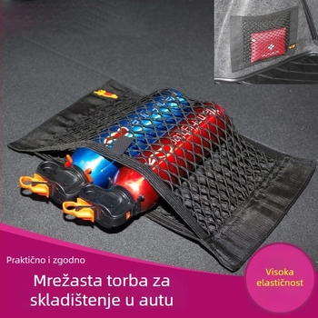 Dvoslojna mreža za skladištenje s Velcro za stražnje sjedalo automobila – poliester, univerzalna prilagodba, prilagodljivo