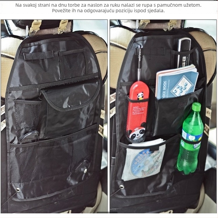 Univerzalna viseća torba za stražnje sjedalo automobila s višestrukim džepovima, velika kapaciteta – Oxford tkanina, vodootporna, mogućnost prilagodbe, ispis logotipa