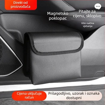 Kožna kutija za pohranu u automobilu, viseća na vratima — sklopiva kanta za smeće, prilagodljiva, s otiskom logotipa