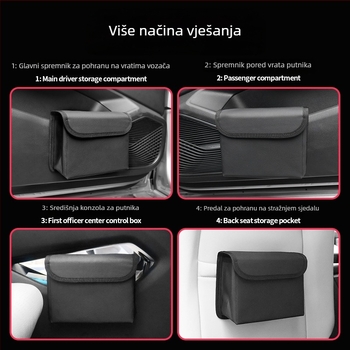 Kožna kutija za pohranu u automobilu, viseća na vratima — sklopiva kanta za smeće, prilagodljiva, s otiskom logotipa