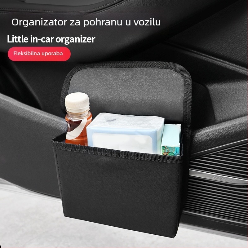 Kožna kutija za pohranu u automobilu, viseća na vratima — sklopiva kanta za smeće, prilagodljiva, s otiskom logotipa