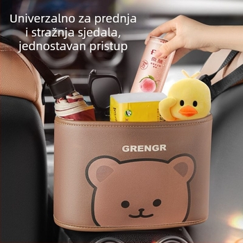 Kožna torba za pohranu za stražnji dio sjedala, viseći auto-organizator, univerzalna kompatibilnost, otporna na tlak