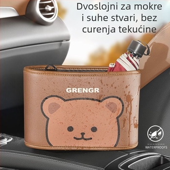 Kožna torba za pohranu za stražnji dio sjedala, viseći auto-organizator, univerzalna kompatibilnost, otporna na tlak