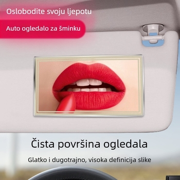 HD ogledalo za šminkanje za auto, nehrđajući čelik, otporno na lom, samoljepljivi način ugradnje, 145 g