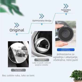 Automobilski retrovizor s vakuum držačem, 360° rotacija, podesivo, širokokutni ogledalo za mrtvi kut