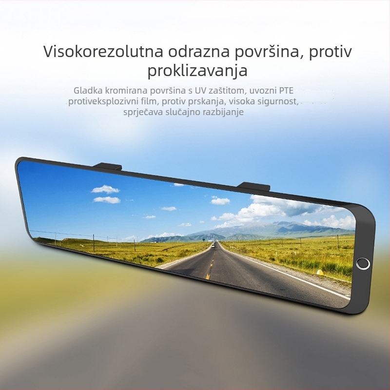Unutarnji retrovizor automobila, veliki vidni ugao, antirefleks, široko zakrivljena površina, ravno ogledalo