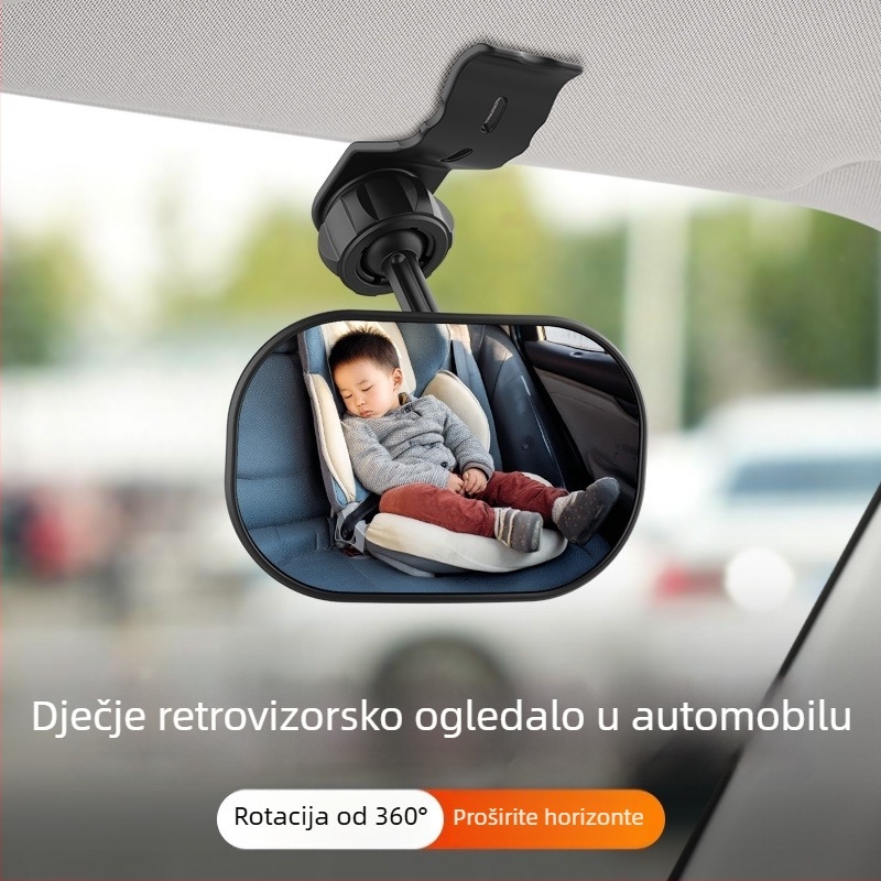 Unutarnje auto ogledalo za bebe, nadzor djeteta, širokokutno ogledalo za mrtve kutove, univerzalno