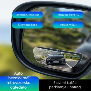 Ogledalo bez okvira za mrtve kutove s 360° podešavanjem, malo kružno ogledalo za vožnju unatrag i širokokutno auto ogledalo