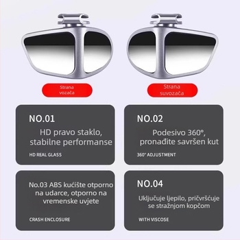 Automobilski retrovizor s 360° refleksijom, HD širokokutni dvostruki pogled